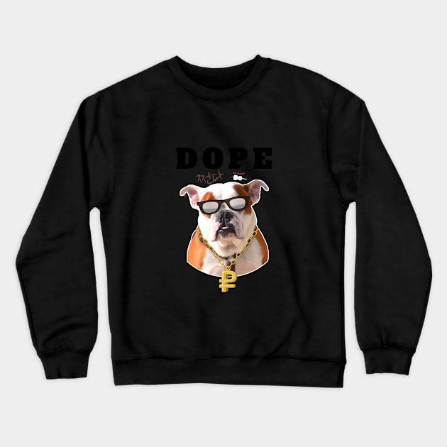 Dope bulldog with Korean letters Crewneck Sweatshirt by Ode to cello